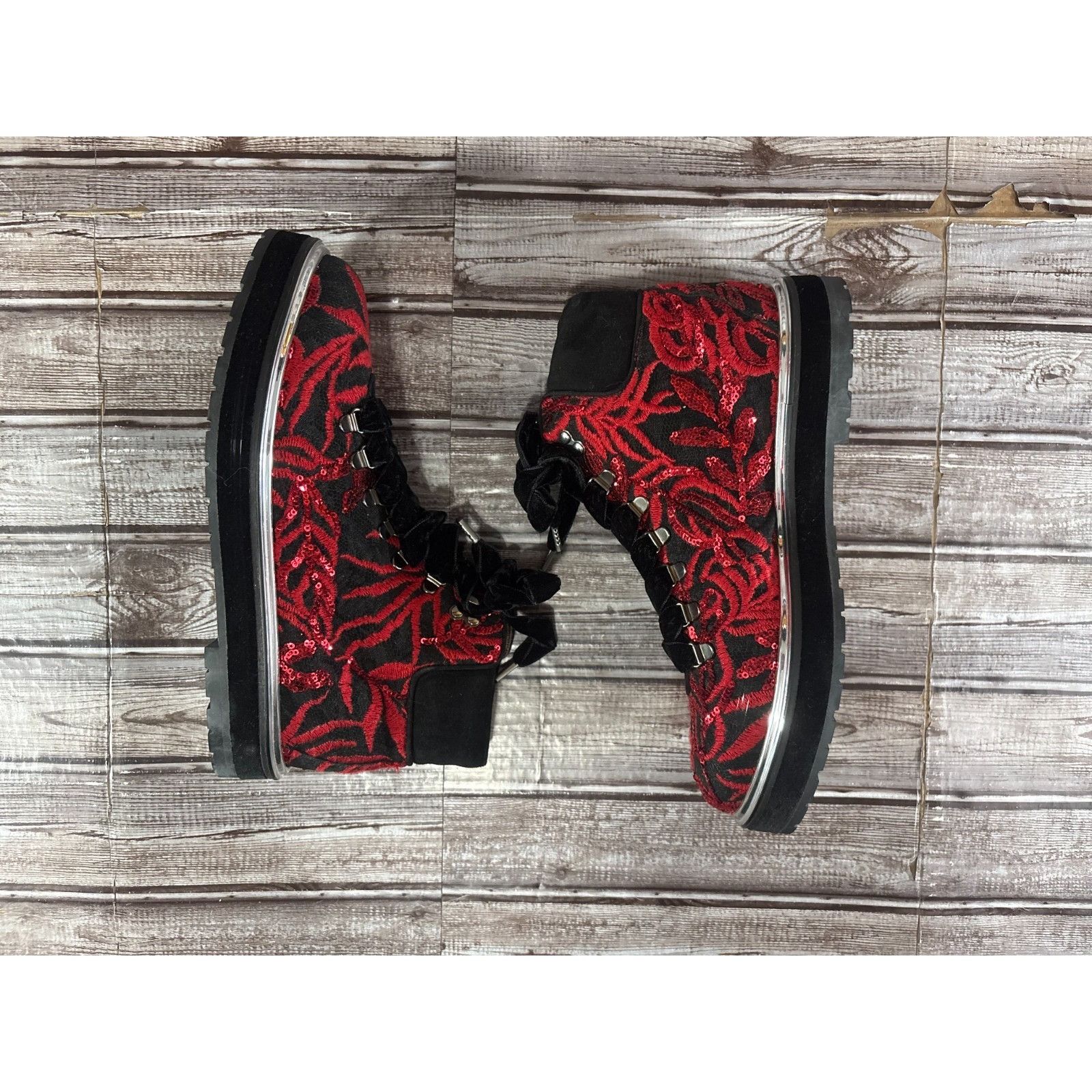 AGL AGL Velvet embroidered sequins leather Ankle Boots Size 39 R Size US 8.5 / IT 38.5 - 4 Thumbnail