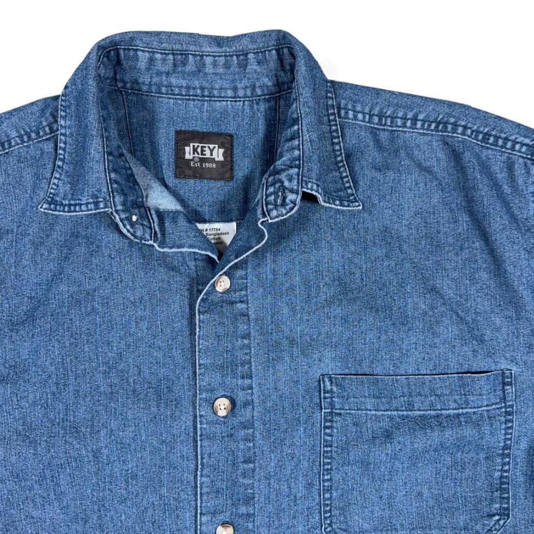 Vintage VINTAGE Key Shirt Adult LARGE Blue Chambray Workwear Outdoor Denim Style Y2K Mens Shirt Size US L / EU 52-54 / 3 - 2 Thumbnail