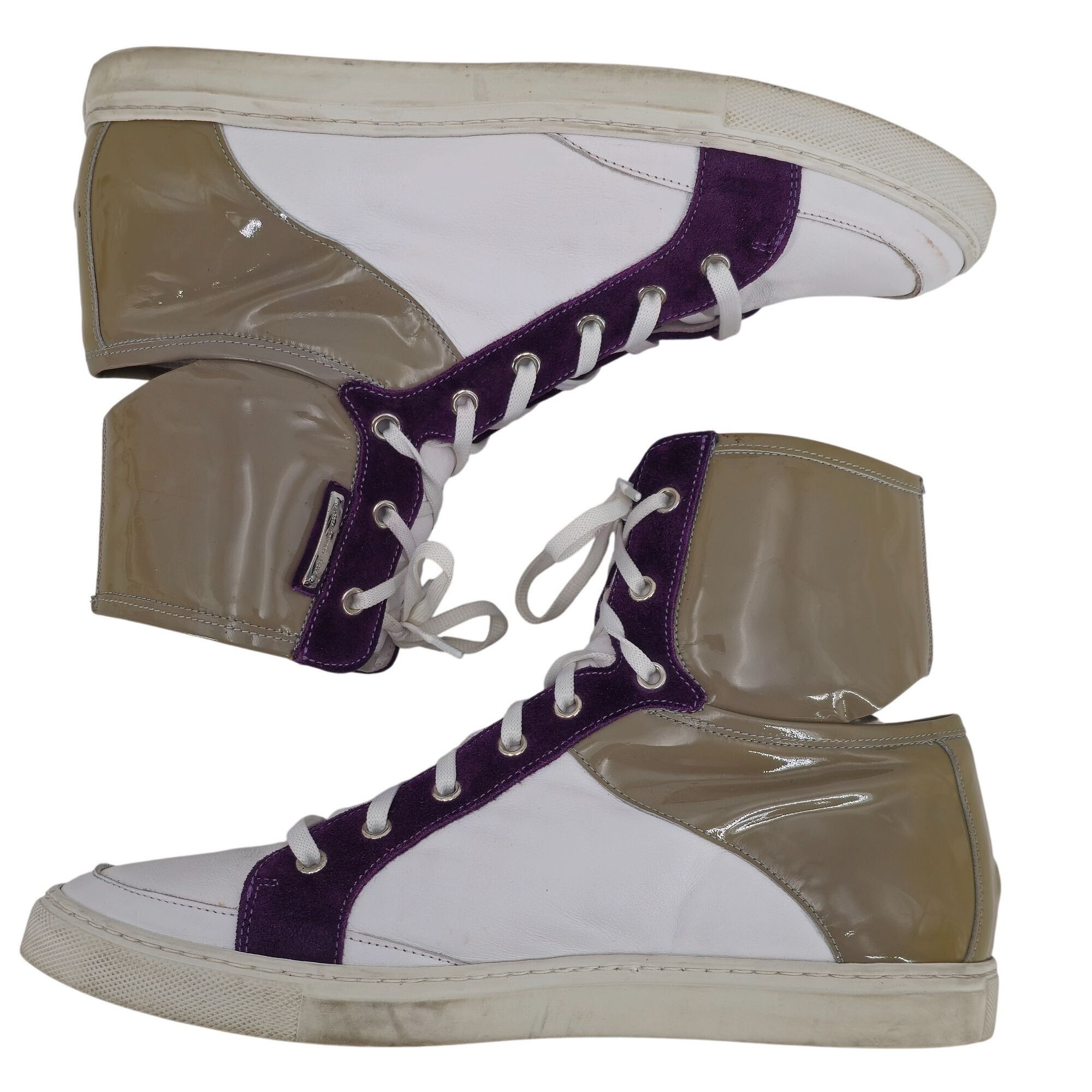 Alessandro Dell'acqua Alessandro Dell'Acqua Mens 9.5 White Tan Purple Patent Leath Size US 9.5 / EU 42-43 - 4 Thumbnail