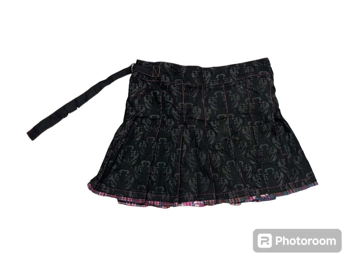 If Six Was Nine 2000s PUNK STYLE SKIRT FULL PRINT BRAND DOUBLE H Size 29" - 2 Thumbnail