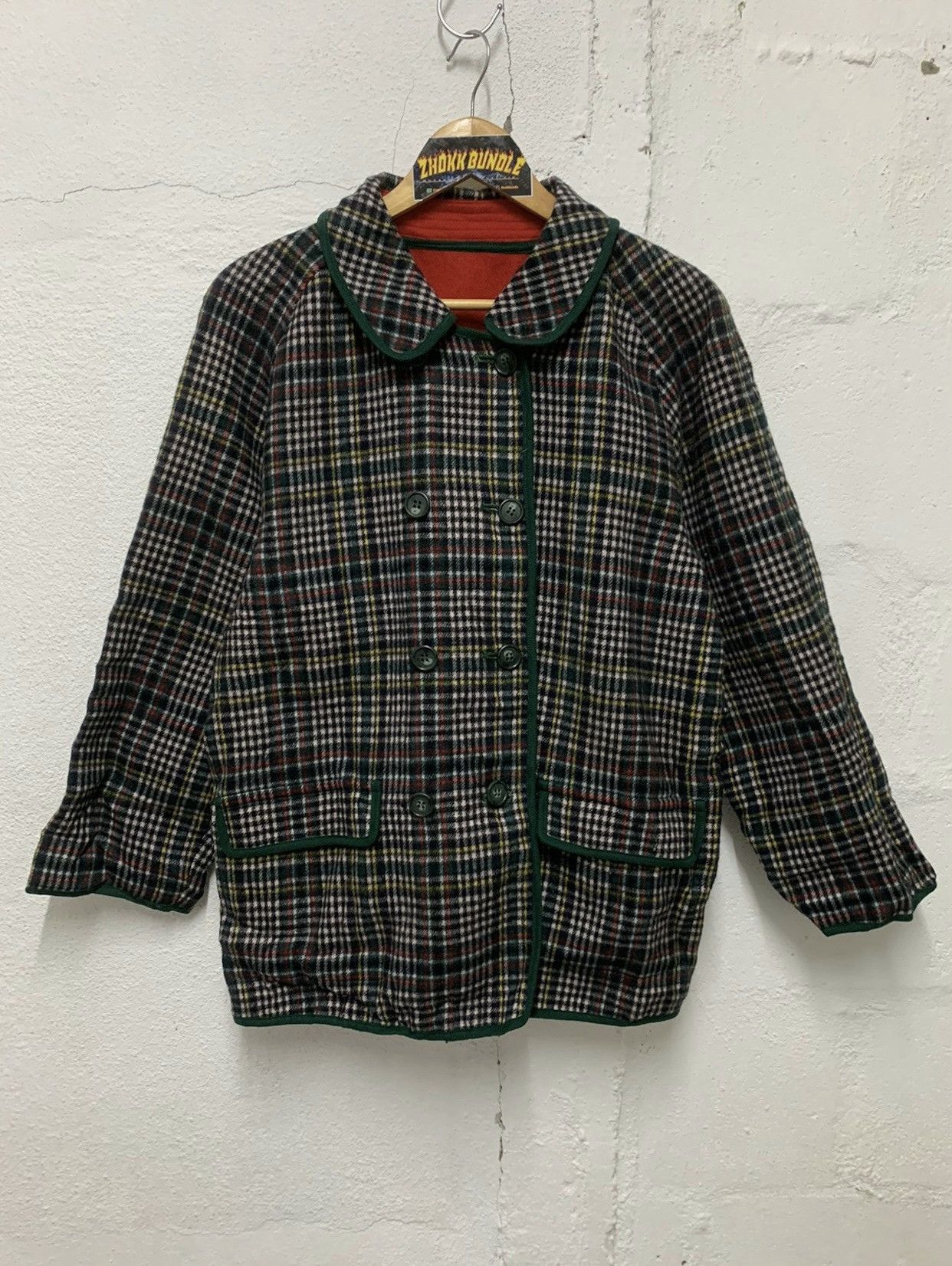 Japanese Brand × Vintage Double breasted tartan checked jacket Size L / US 10 / IT 46 - 1 Thumbnail