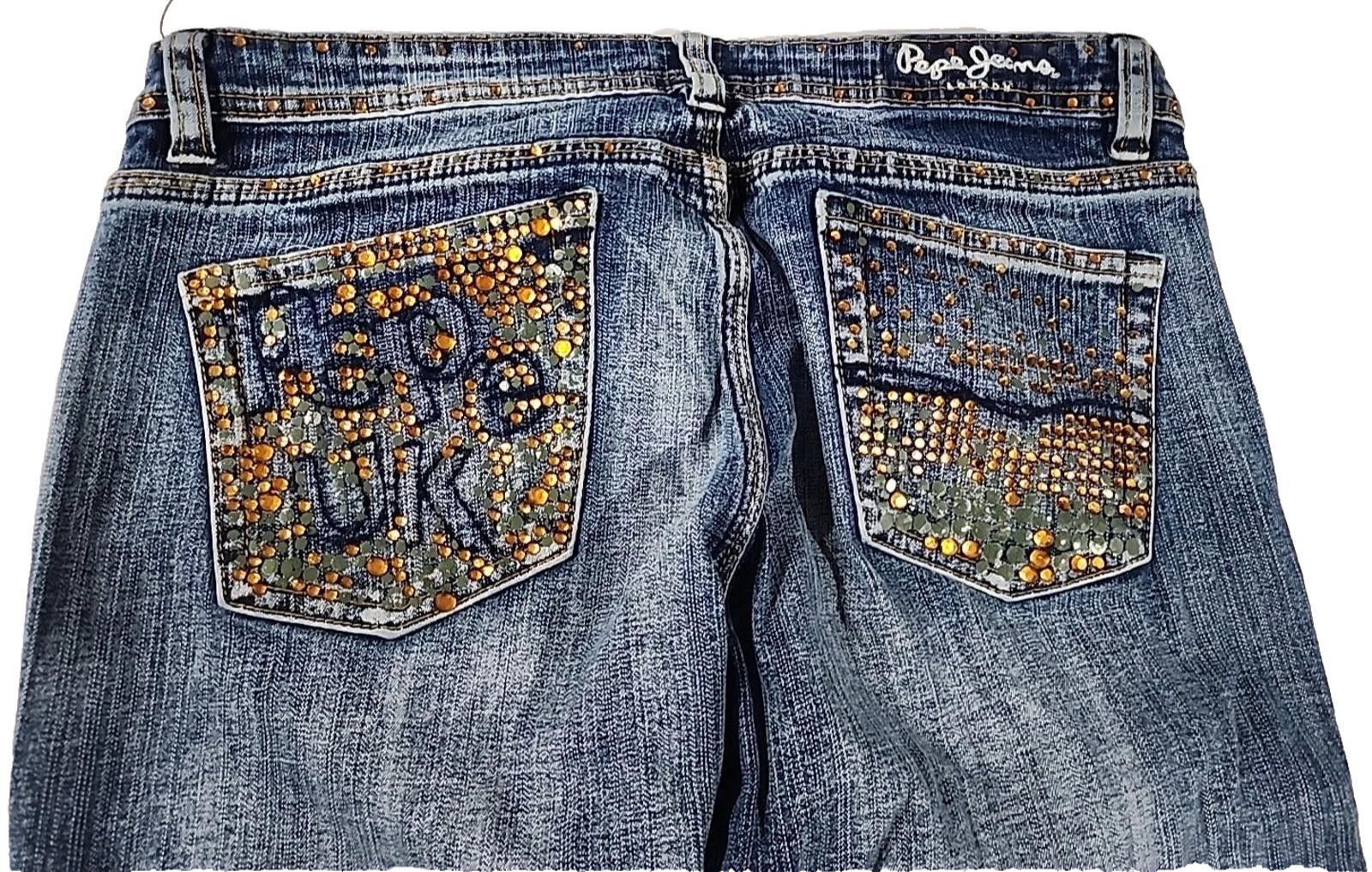 Pepe Jeans Pepe Jeans UK Blue Jeans Orange Beaded Low Rise 29/30W x 32L Size 29" - 1 Thumbnail