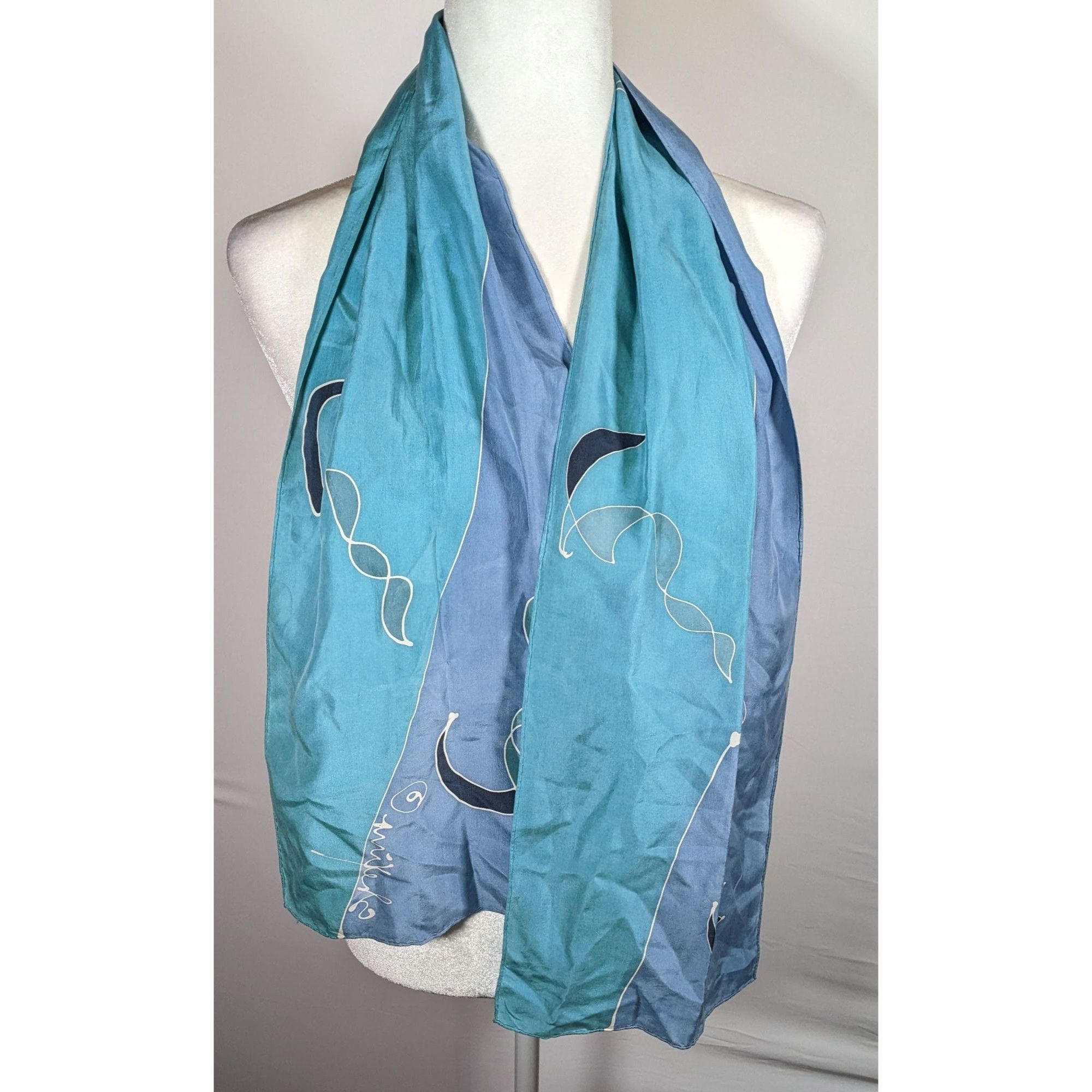 Other Vintage Sekina Blue Silk Abstract Scarf Size ONE SIZE - 6 Thumbnail