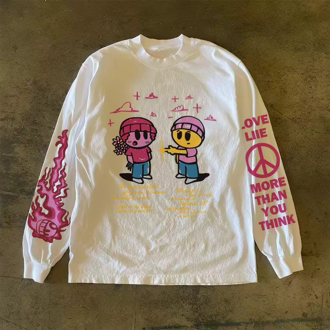 Vintage White washed retro cartoon print long-sleeved t-shirt Size US M / EU 48-50 / 2 - 1 Thumbnail