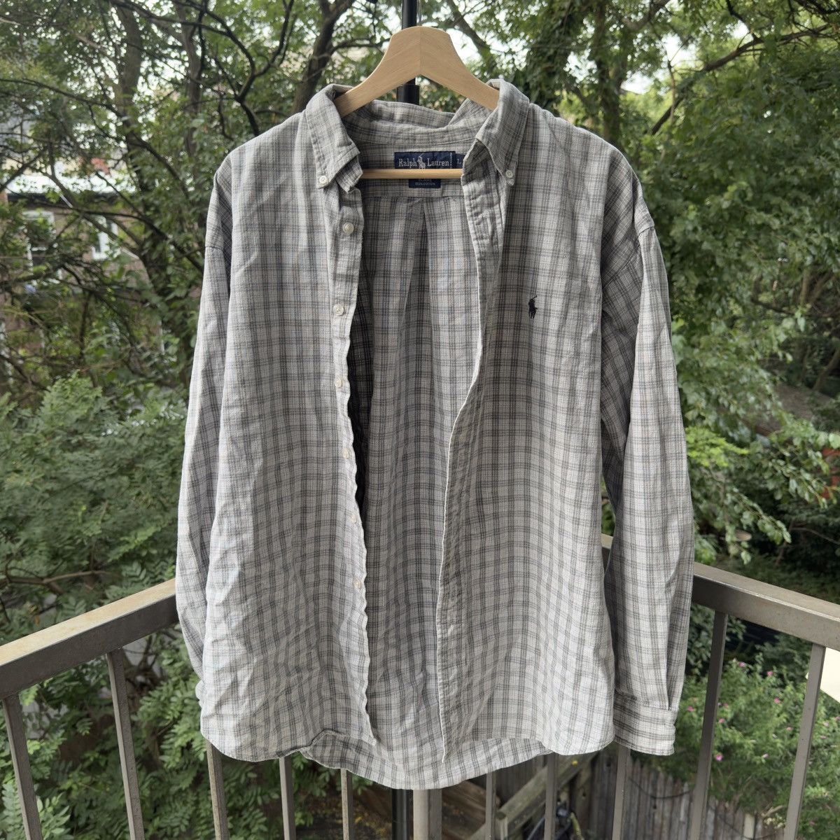Vintage Polo Ralph Lauren Gray Plaid Shirt Skater Faded ERD Grunge Size US L / EU 52-54 / 3 - 1 Thumbnail