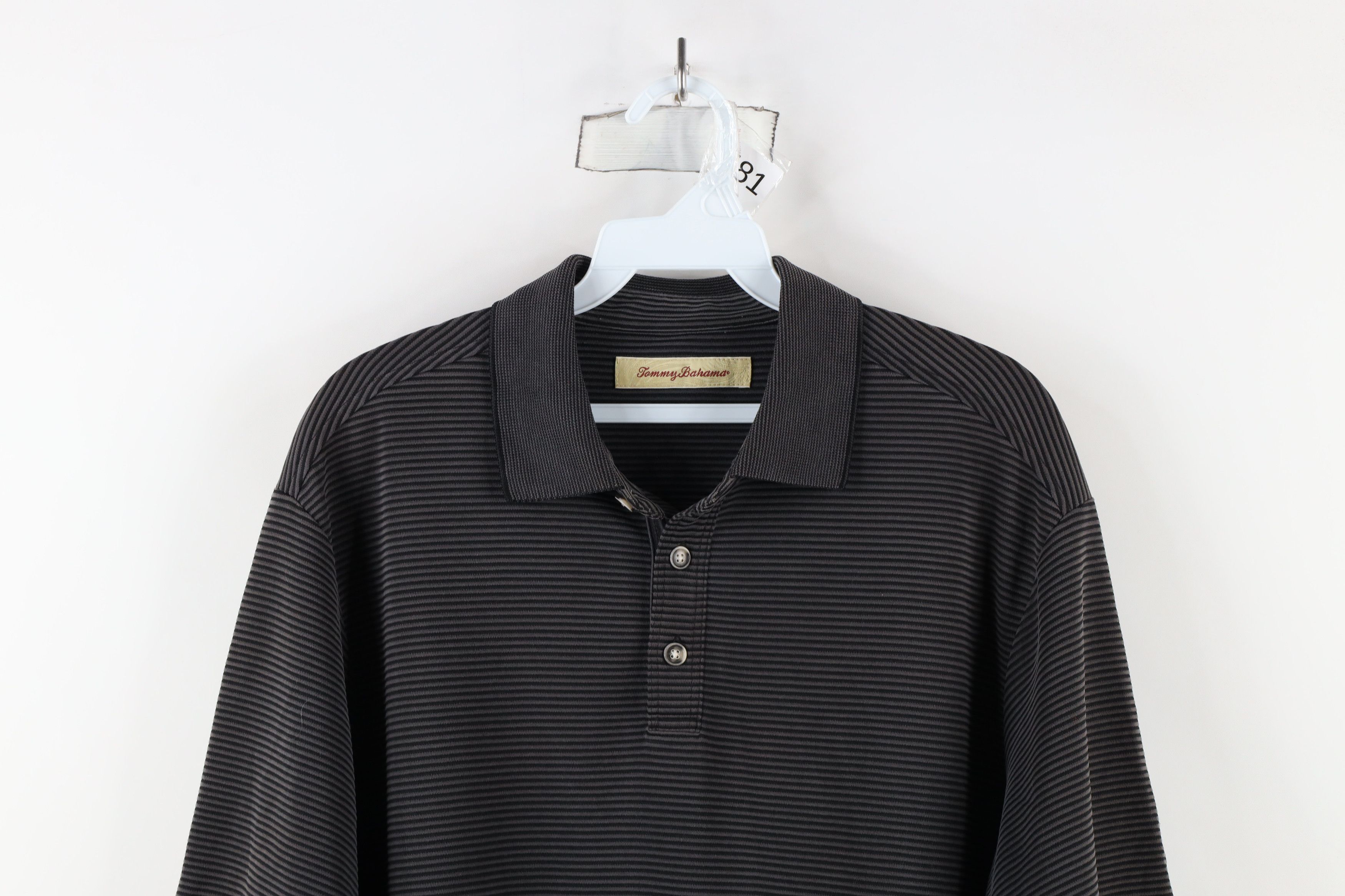 Tommy Bahama × Vintage Vintage Tommy Bahama Knit Short Sleeve Polo Shirt Black Size US M / EU 48-50 / 2 - 2 Thumbnail
