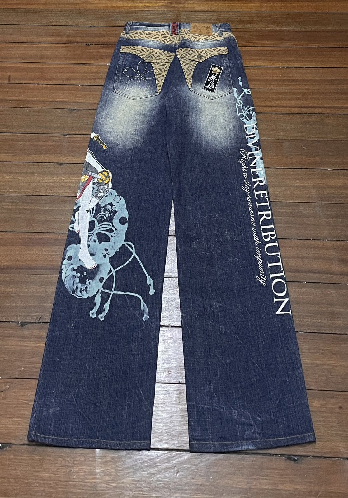 If Six Was Nine × Japanese Brand × Vintage Very Rare Vintage Japanese Brand Divine Sukajan Jeans 1990s Size US 30 / EU 46 - 2 Thumbnail