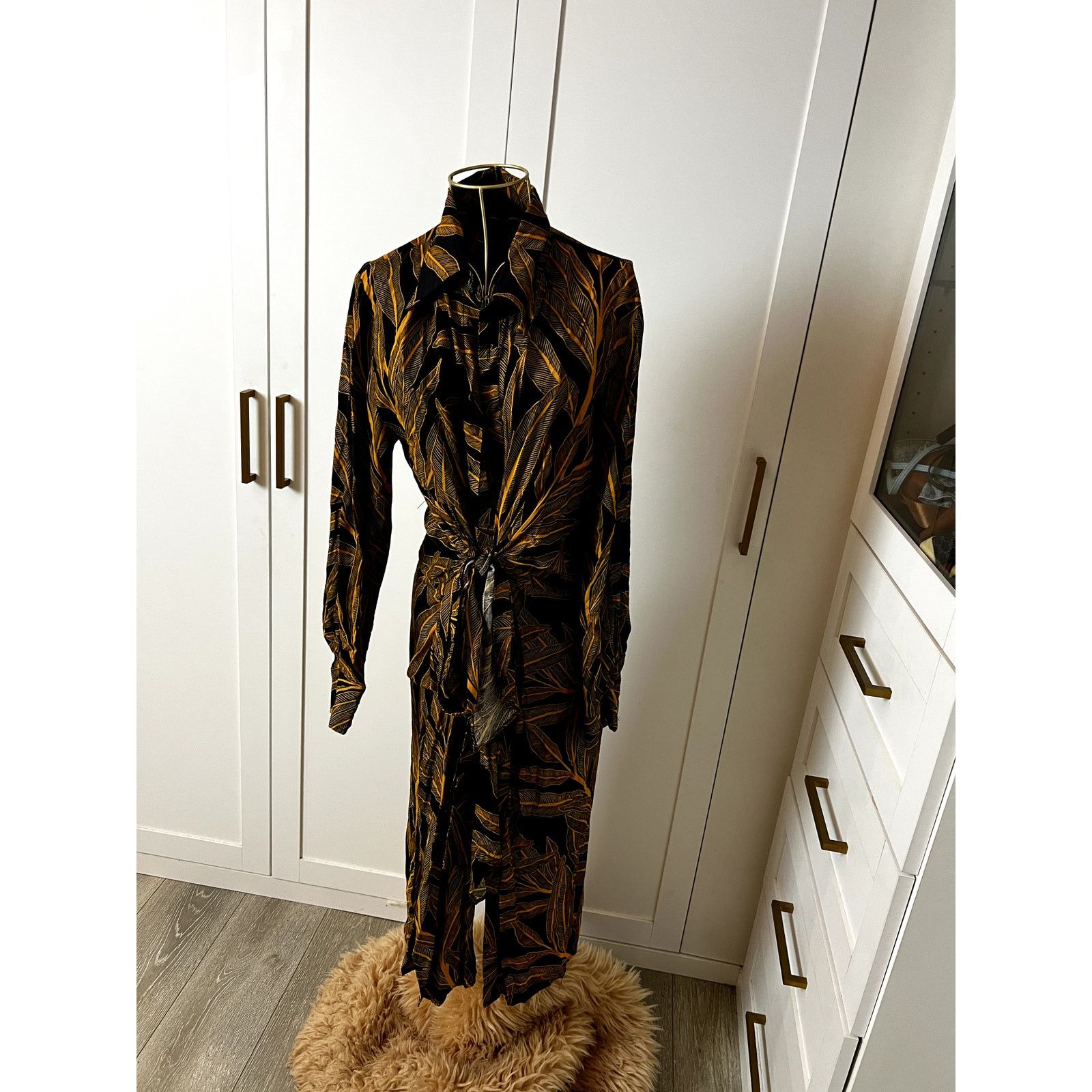 Other Olivaceous Black Yellow Long Sleeve Dress Size L Size L / US 10 / IT 46 - 1 Thumbnail