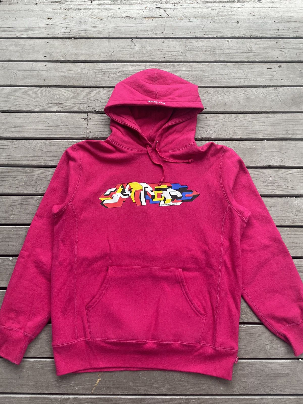image of Supreme Fw19 Delta Box Logo Sweatshirt Hoodie Fuchsia Pink L in Fuschia, Men's (Size Large)
