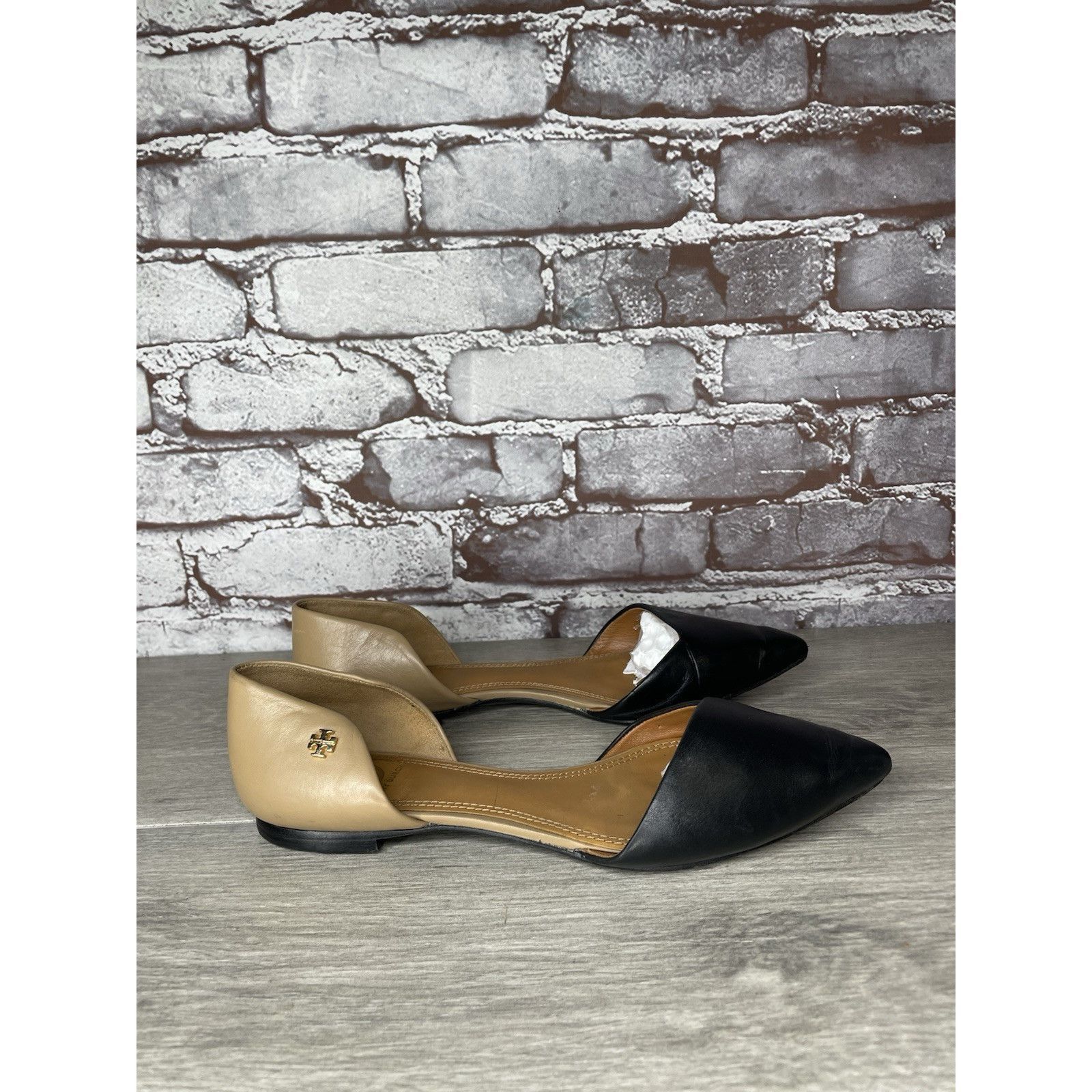 Tory Burch Tory Burch Viv D'Orsay Black Nude Leather Pointed Toe Flats Size US 7 / IT 37 - 13 Thumbnail