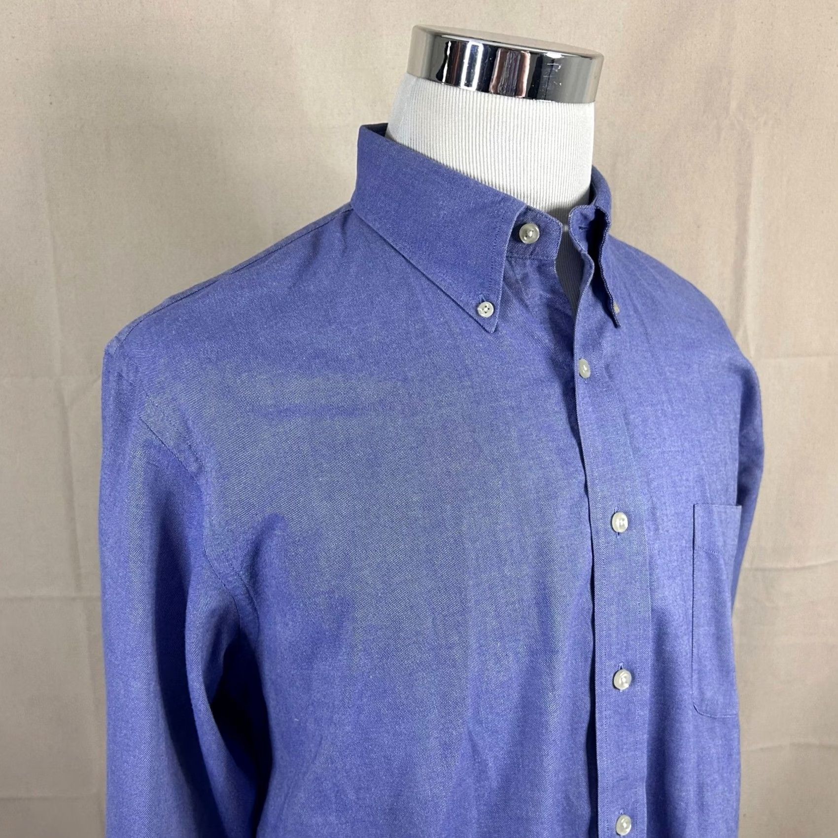 Lands' End Lands End Mens 16.5 32/33 Original Oxford Blue 100% Cotton Button Down Shirt Size US XL / EU 56 / 4 - 2 Thumbnail