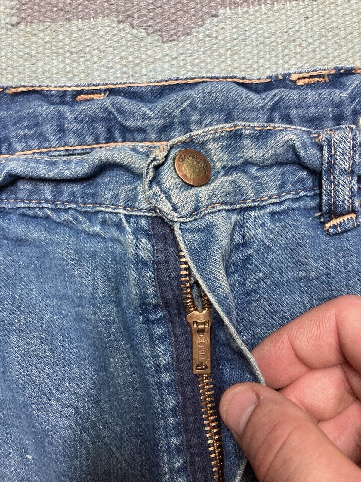 Vintage × Wrangler 60s wrangler misses jeans faded denim whiskers women’s 18 Size 29" - 8 Thumbnail