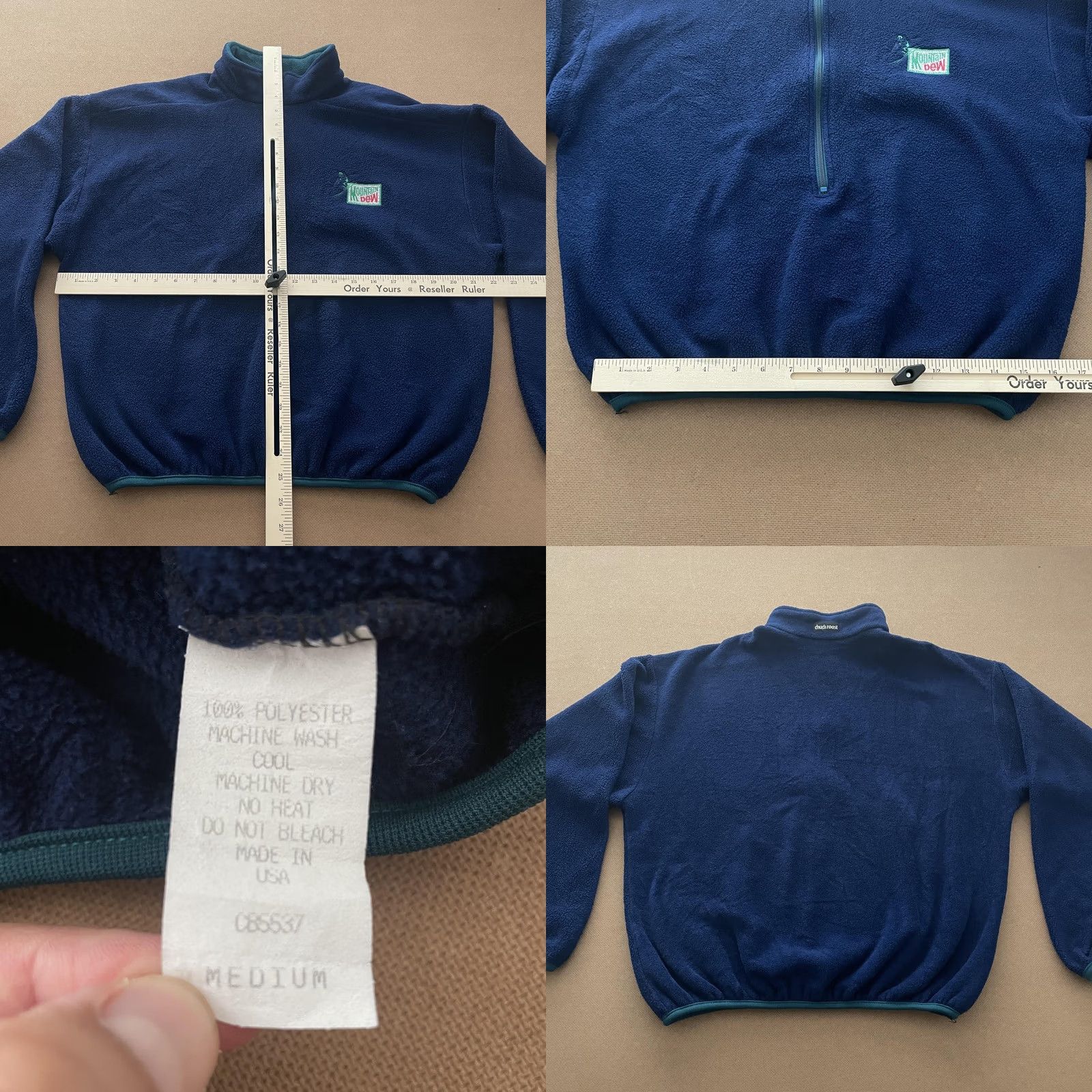 Vintage Mountain Dew Pullover Mens Medium Blue Fleece Quarter Zip Embroidered USA Made Size US M / EU 48-50 / 2 - 8 Thumbnail