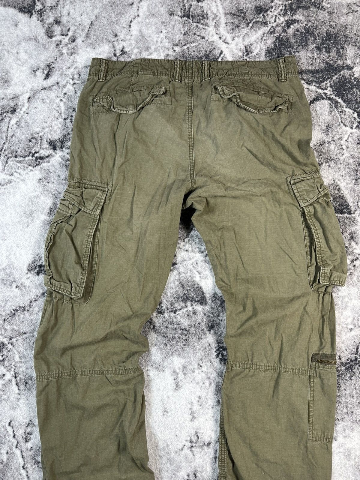 Vintage Olive Cargo Pants Multi Pocket Military Style Wide Size US 34 / EU 50 - 14 Thumbnail