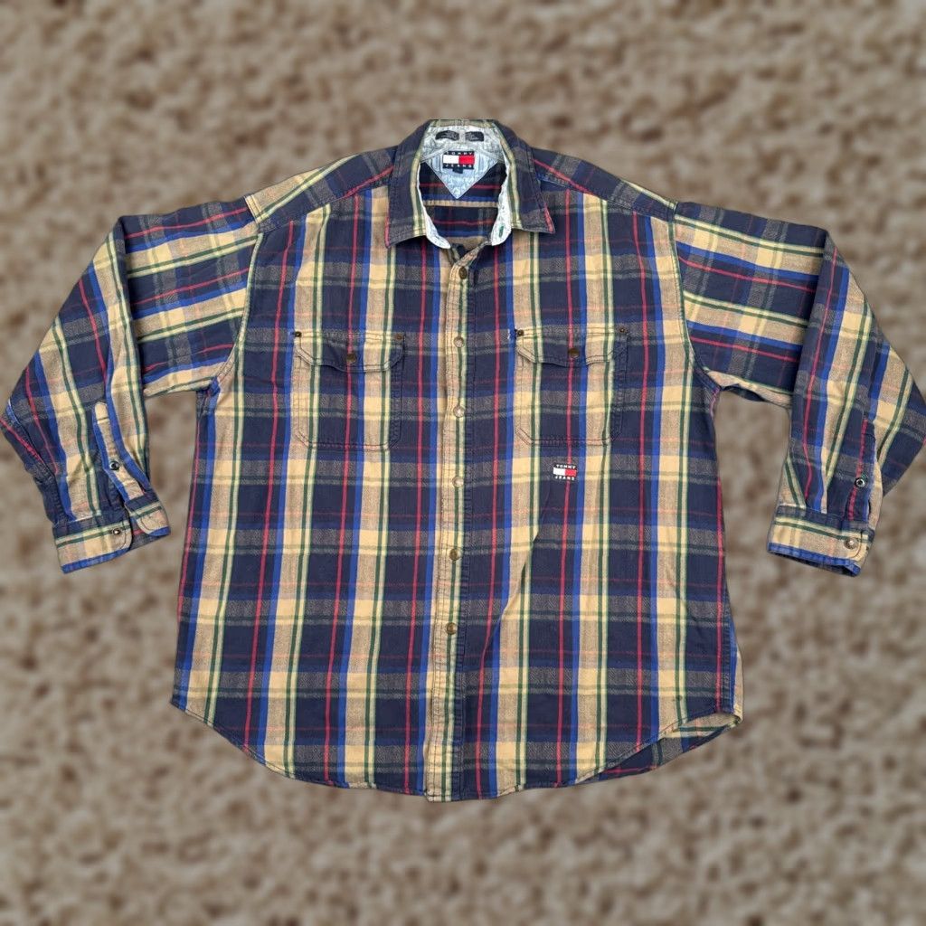 Tommy Hilfiger Tommy Hilfiger Jeans Shirt Adult Extra Large Blue Plaid Flannel Long Sleeve Size US XL / EU 56 / 4 - 1 Thumbnail