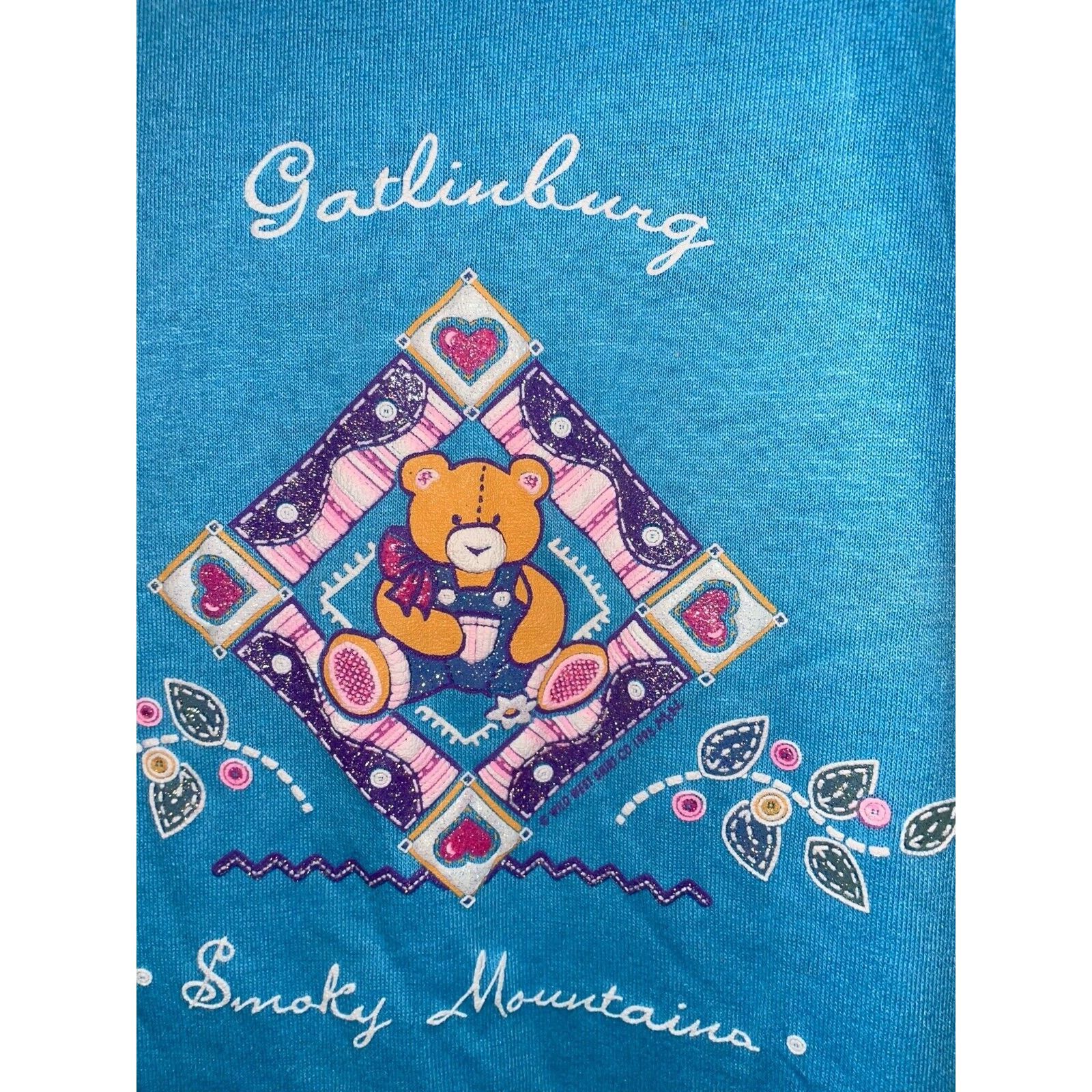 Jerzees Vintage Gatlinburg Shirt Smoky Mountains Blue VTG 90s Large Size US L / EU 52-54 / 3 - 4 Thumbnail