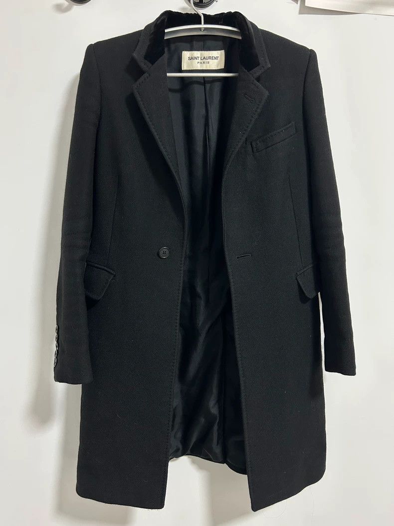 Saint Laurent Paris Saint Laurent Velvet Collar Wool Coat-2505 Size US M / EU 48-50 / 2 - 1 Thumbnail