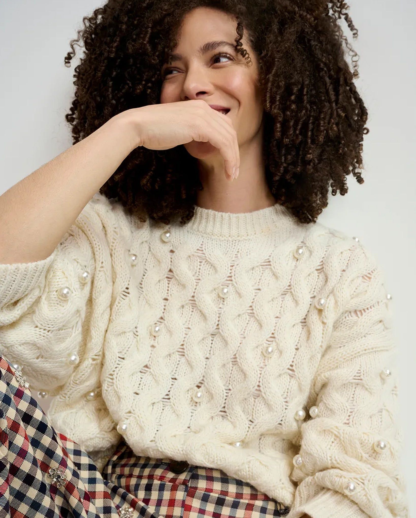 Essentiel Antwerp Essential Antwerp Cable Knitted Sweater Pearl Embellishments Size S / US 4 / IT 40 - 5 Thumbnail