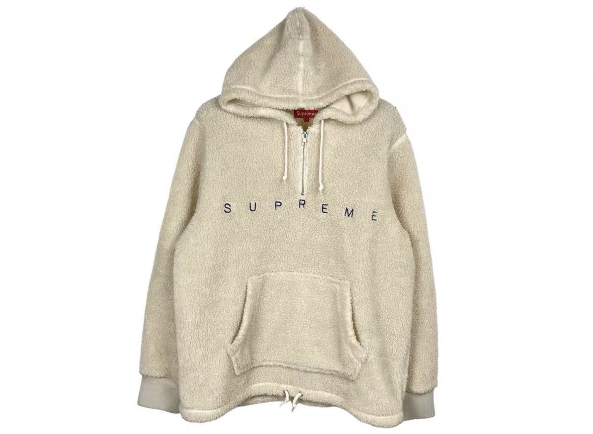 Supreme Supreme 15FW White Fleece Half-Zip Hoodie J31 Size US XL / EU 56 / 4 - 1 Thumbnail