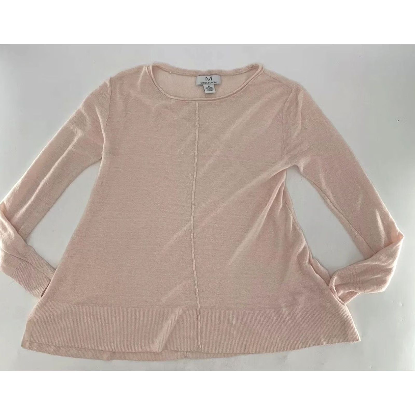 Pinko Magaschoni Shirt M Light Pink 100% Linen Long Sleeve Breathable Flaw Size M / US 6-8 / IT 42-44 - 3 Thumbnail
