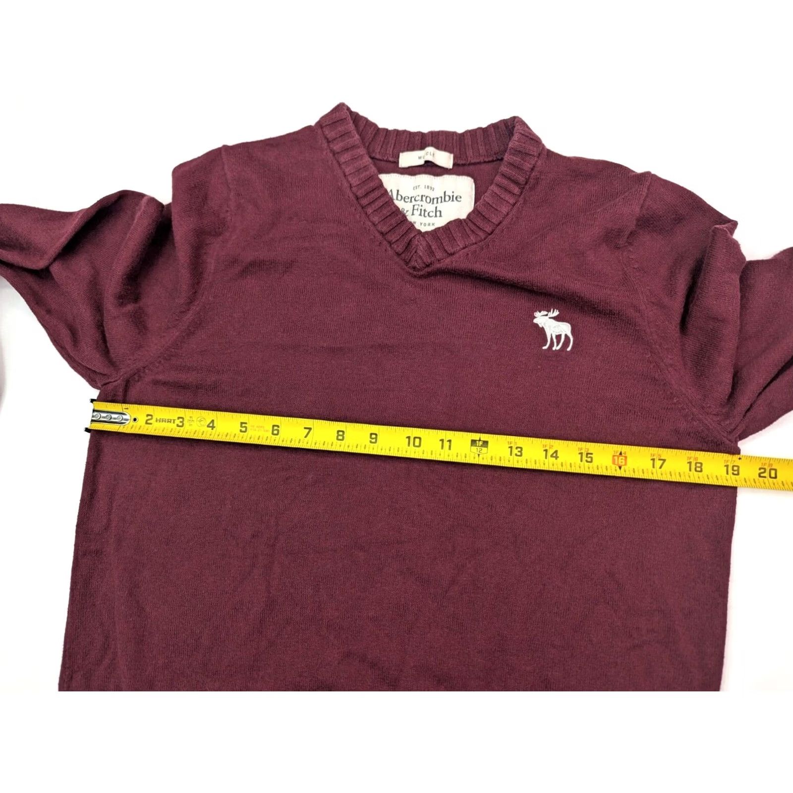 Abercrombie & Fitch Abercrombie & Fitch Sweater Womens XL Maroon V-Neck Wool Cashmere Knit Pullover Embroidered Moose 90s Bohemian Preppy Casual/Party Womens XL Red Size XL / US 12-14 / IT 48-50 - 6 Thumbnail