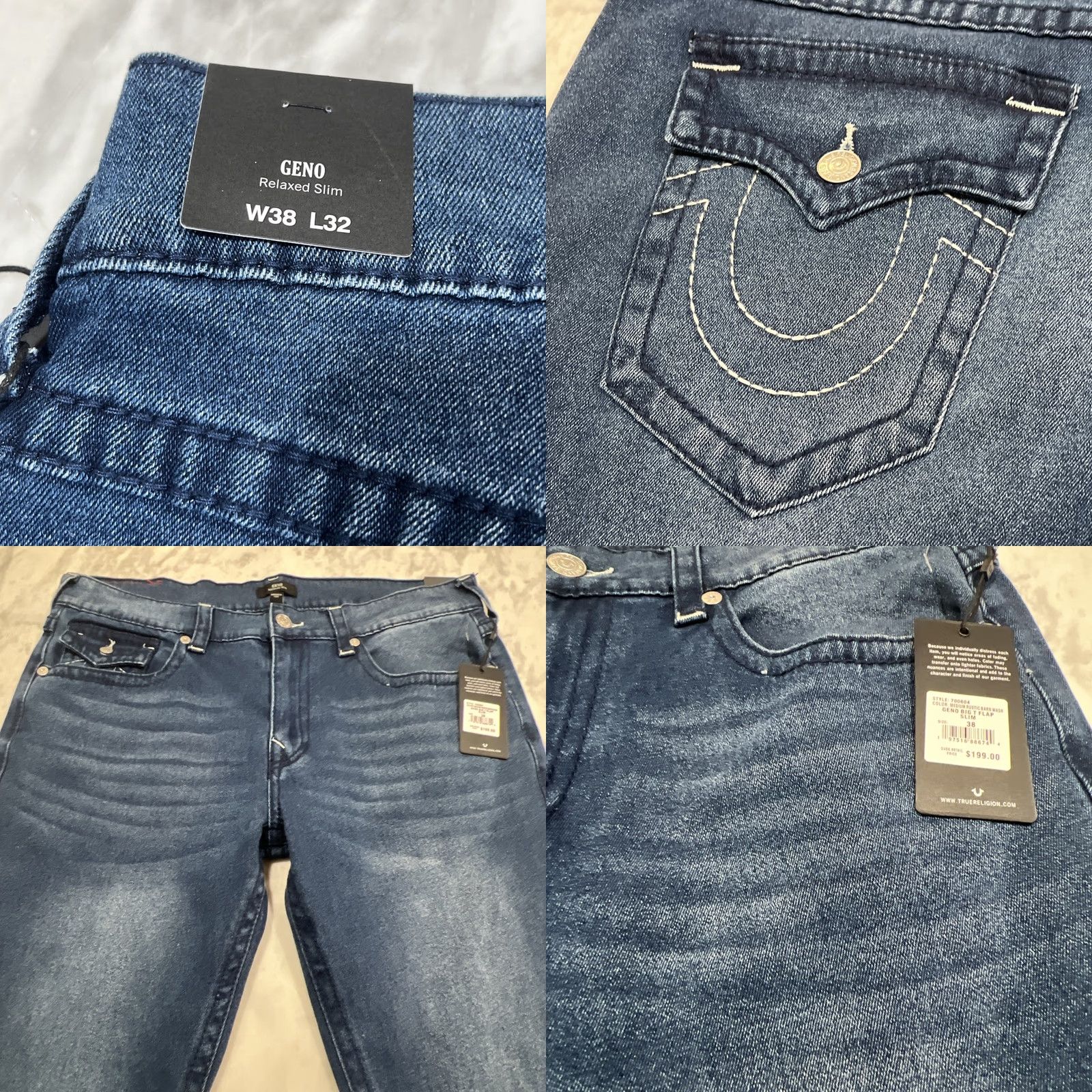 True Religion True Religion Geno Big T Flap Slim Jeans Men 38 Medium Rustic Barn Wash NWT Size US 38 / EU 54 - 8 Thumbnail