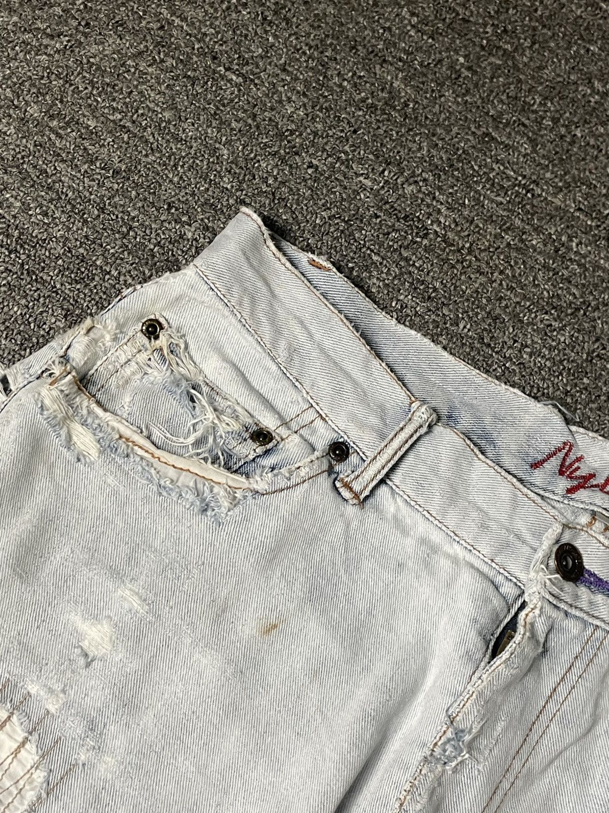 Japanese Brand × Vintage Vintage NYLAUS Custom Ripped Jeans (89) Size US 33 - 7 Thumbnail