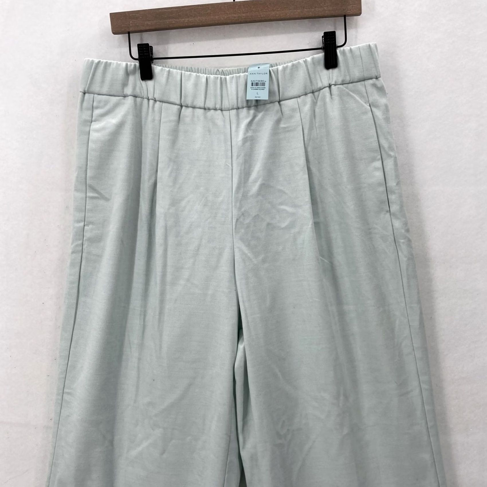 Ann Taylor Ann Taylor Pants Womens Large Petite Light Mint Green Wide Leg Pull On Pleated Size 36" / US 14 / IT 50 - 2 Thumbnail