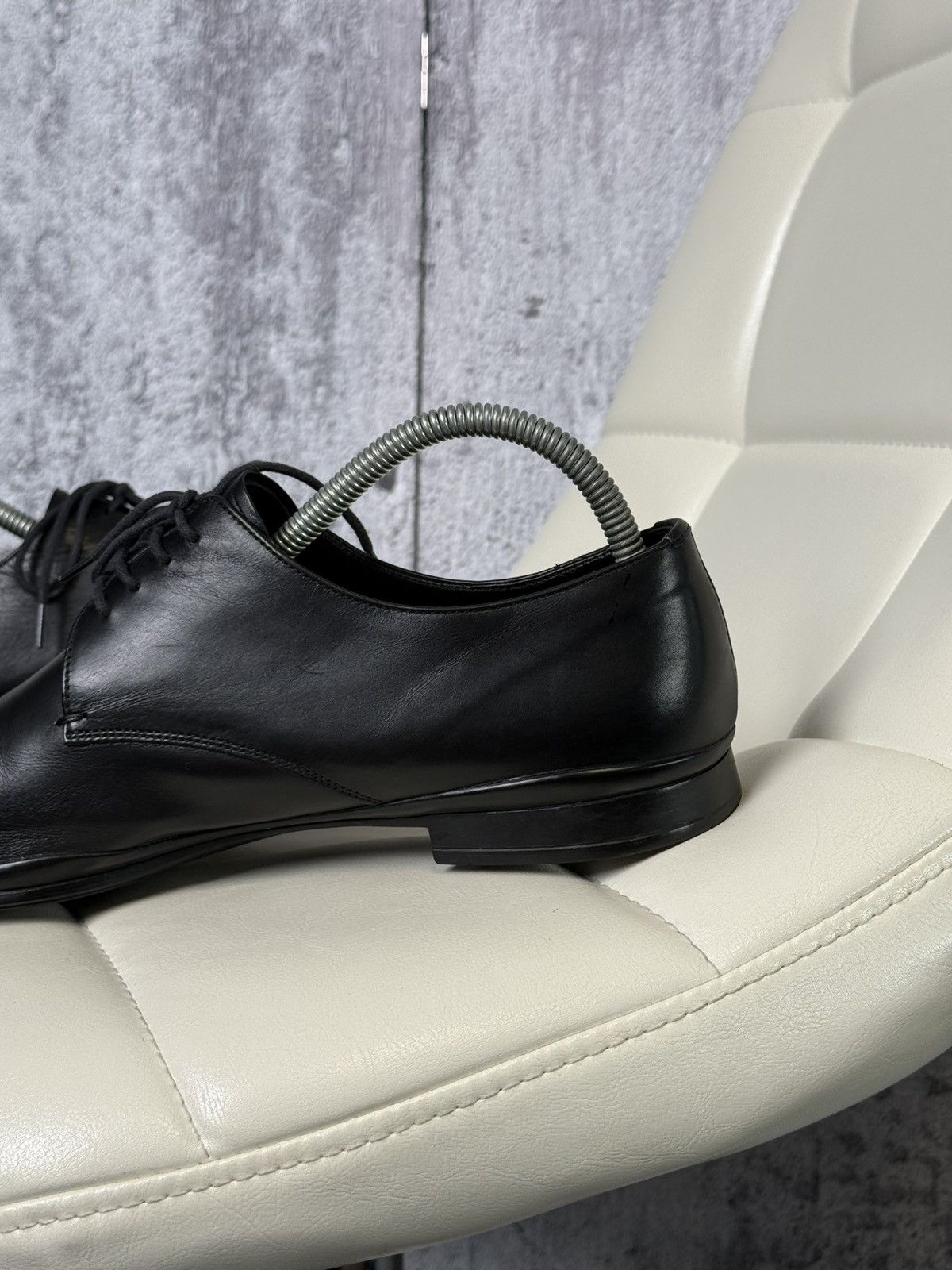 Prada PRADA Men’s Black Leather Lace Up Dress Derby Dress Shoes Size US 8.5 / EU 41-42 - 12 Thumbnail