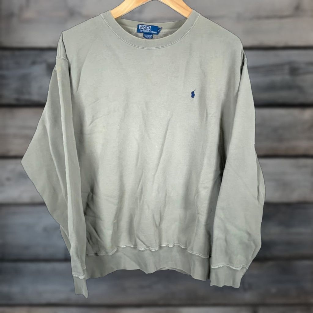 Polo Ralph Lauren VINTAGE Polo Ralph Lauren Sweatshirt Mens XL Green Relaxed Crewneck 90s Retro Embroidered Pony Logo Distressed Cotton Blend Pullover Shirt Size US XL / EU 56 / 4 - 1 Thumbnail