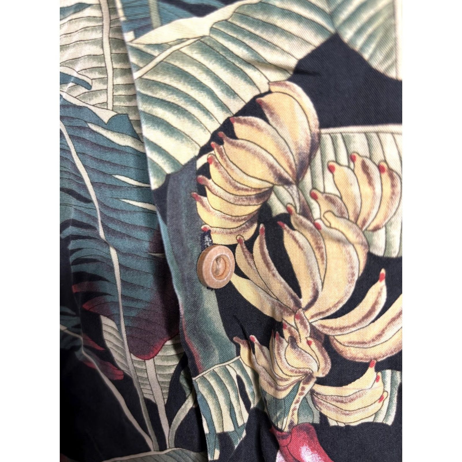Paradise Found Paradise Found Shirt Mens Large Black Banana Leaf Hawaiian Camp Button Front Size US L / EU 52-54 / 3 - 4 Thumbnail