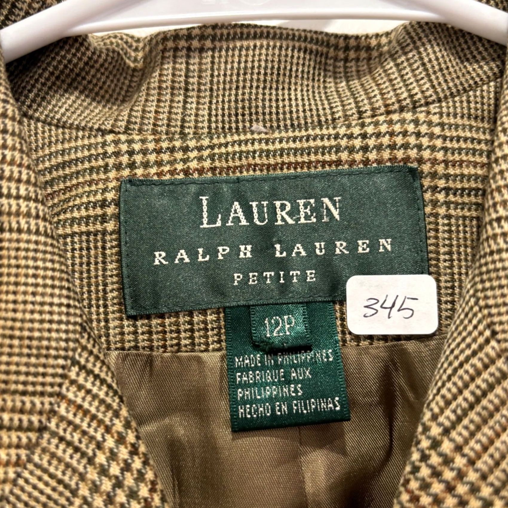 Ralph Lauren Lauren Ralph Lauren Blazer Jacket Petite Brown Glen Plaid 4-Button Notch Long Sleeve 12P Women Size XL / US 12-14 / IT 48-50 - 2 Thumbnail