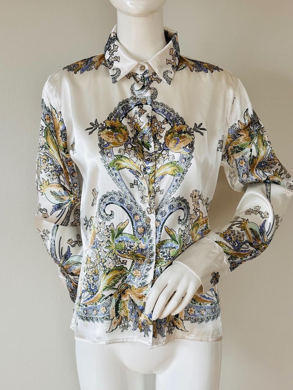 Roberto Cavalli Roberto Cavalli Satin Blouse Fitted Designer Top Size M / US 6-8 / IT 42-44 - 1 Thumbnail