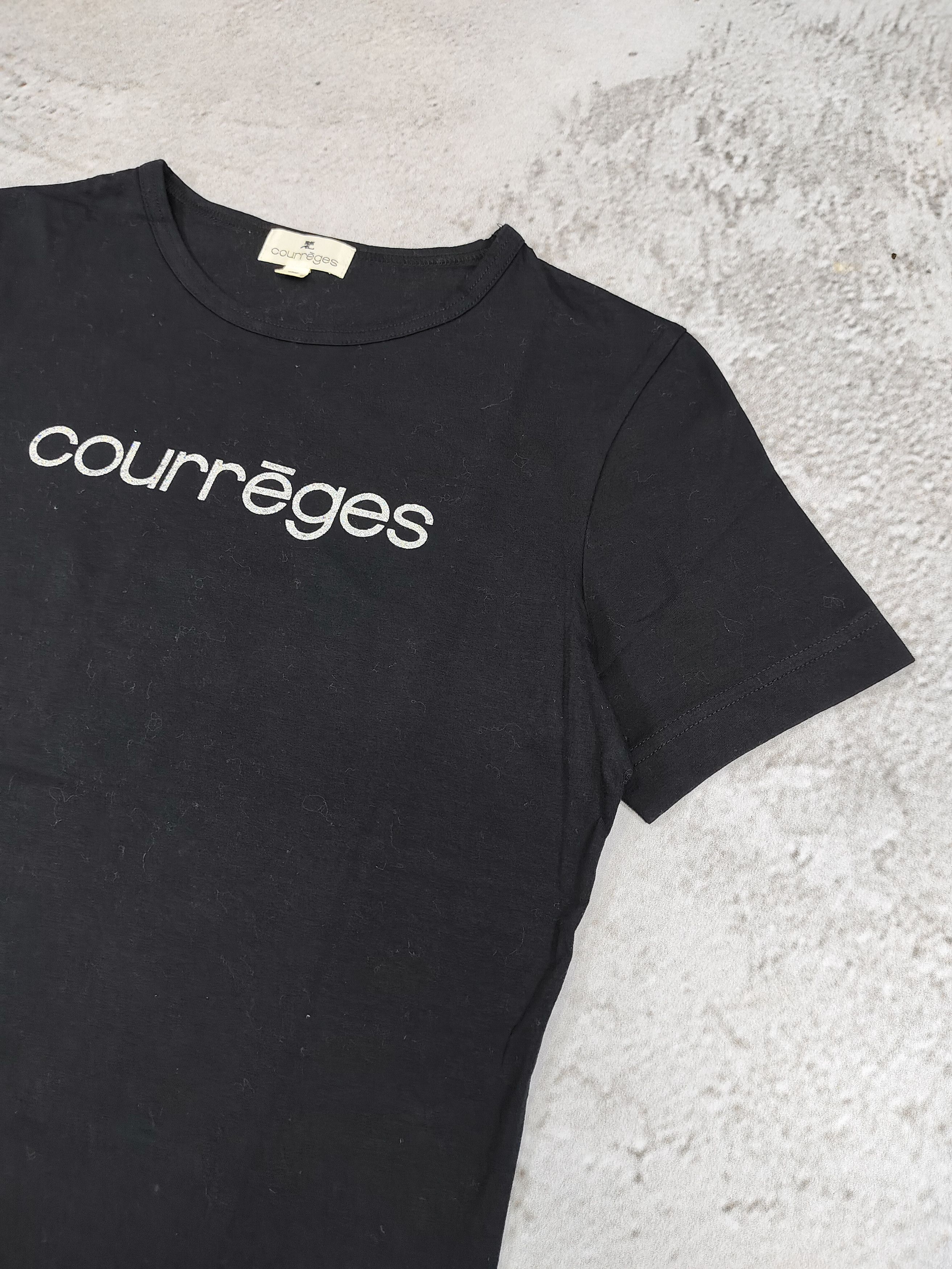 Courreges 00s Courrèges-Y2K Archive Luxury Rhinestone Logo Cropped Tee Size M / US 6-8 / IT 42-44 - 3 Thumbnail