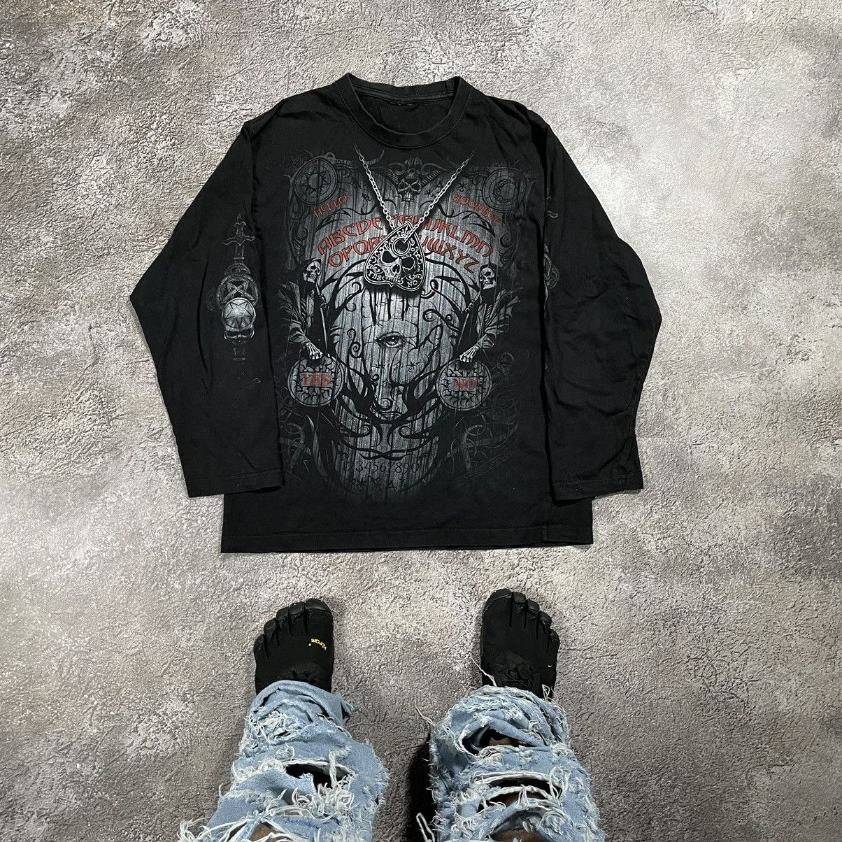Vintage Vintage Y2K Goth Horror Skeleton Graphic Tee Black Faded M Size US M / EU 48-50 / 2 - 1 Thumbnail