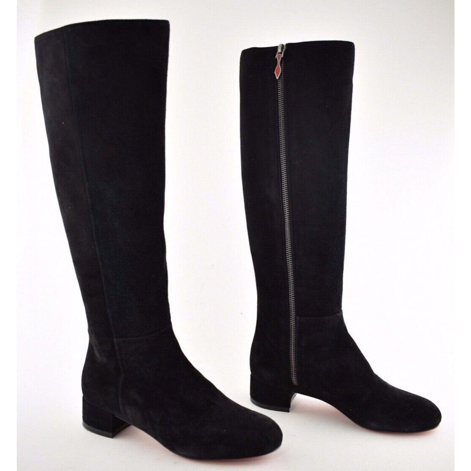 Christian Louboutin Christian Louboutin Liliboot 30 Black Suede Zipper Zip Knee Size US 4.5 / IT 34.5 - 4 Thumbnail