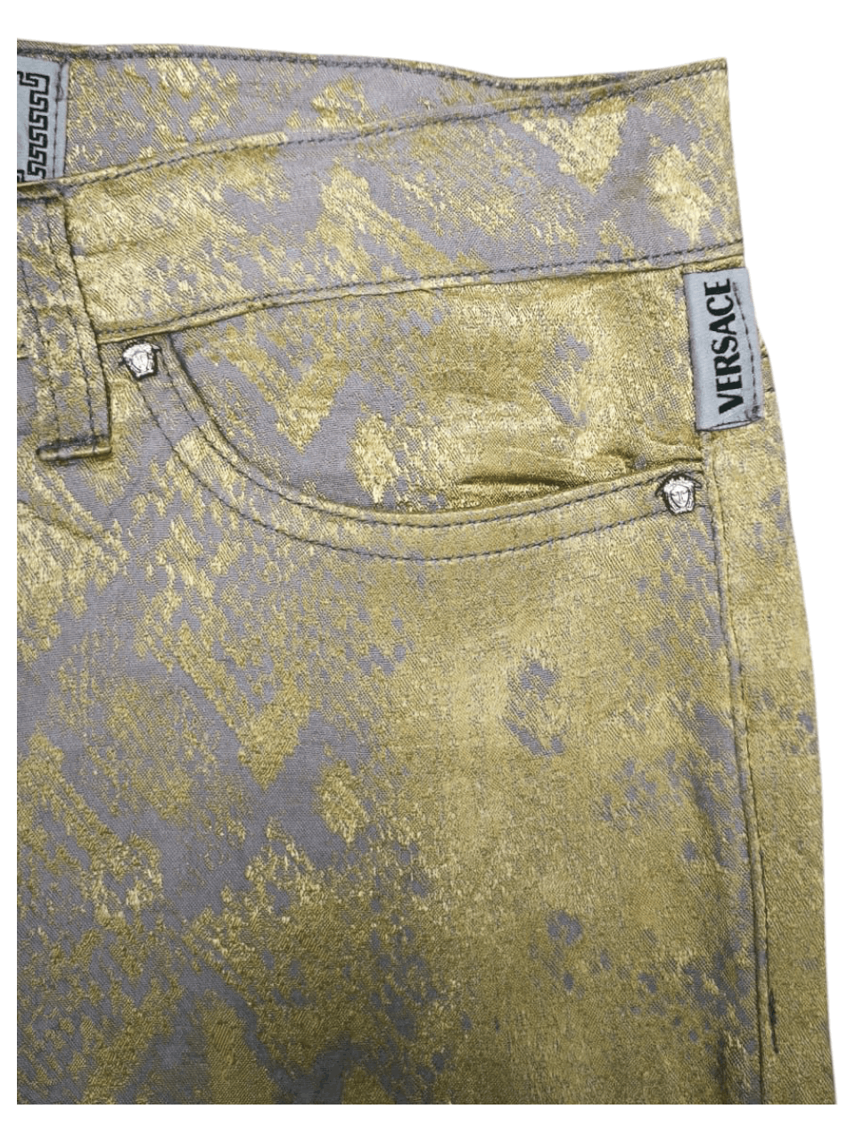 Versace Rare VERSACE bronze metallic barocco borcate pants Size 27" / US 4 / IT 40 - 4 Thumbnail