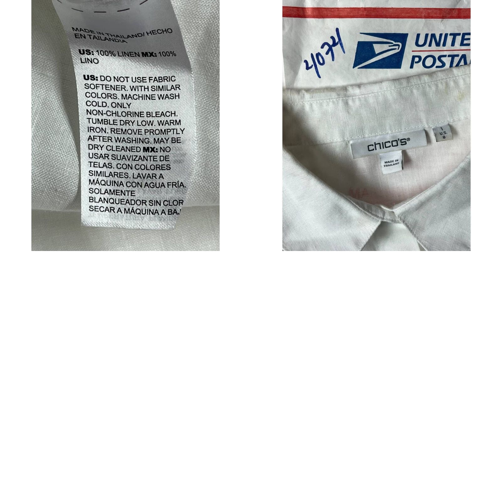Vintage Chico's 100% Linen White Button-Up Top 3/4 Sleeve Beachy Lagenlook Size 1 Womens Shirt Blouse Button-Up Linen Beach Minimalist Office Womens Size XS / US 0-2 / IT 36-38 - 9 Thumbnail