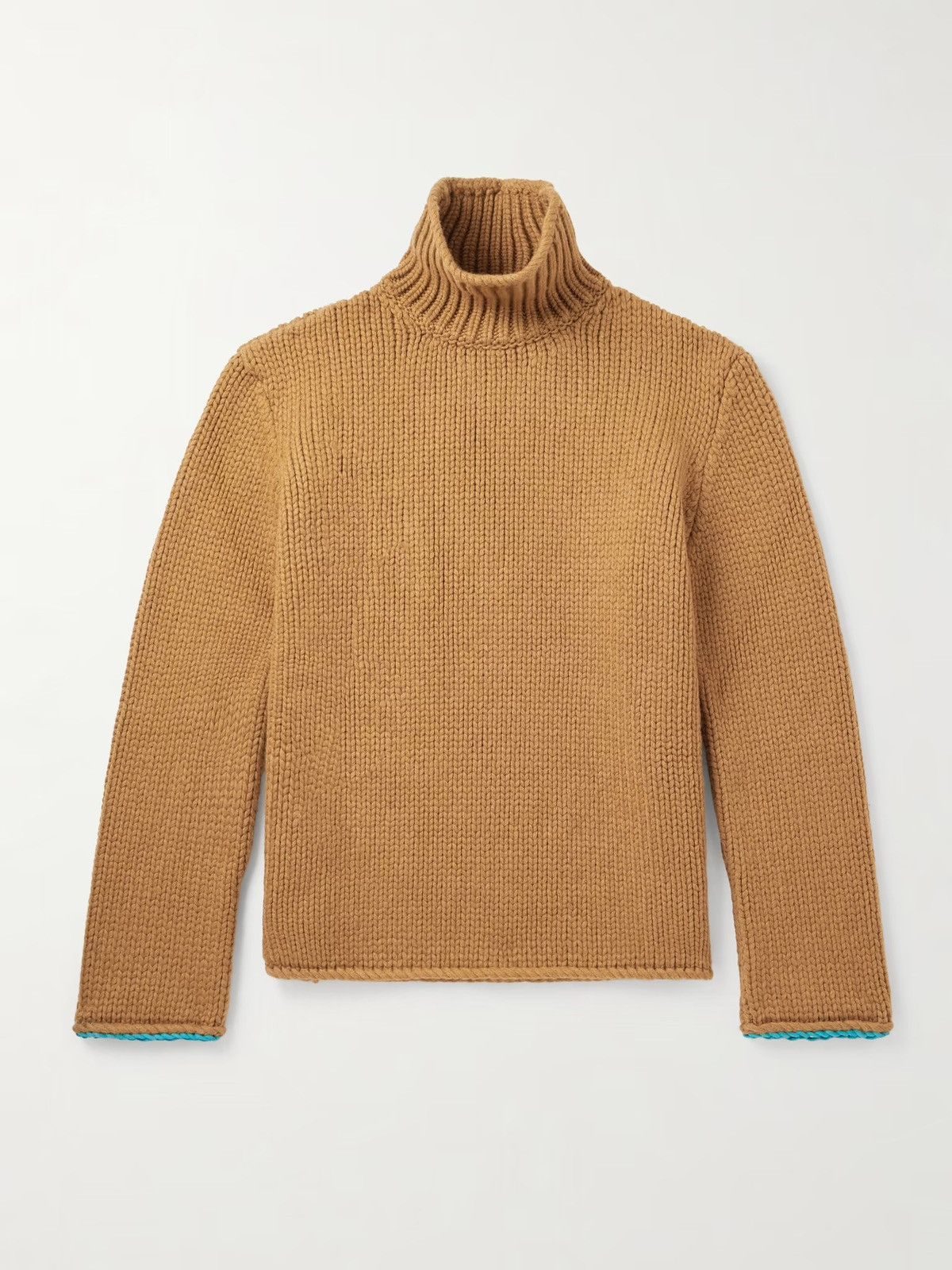 Loewe LOEWE Suede-Trimmed Wool Rollneck Sweater Brown L Size US L / EU 52-54 / 3 - 1 Thumbnail