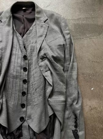 John Galliano John Galliano SS11 Runway Wrinkled Faux Two-Piece Blazer Size 44L - 6 Thumbnail