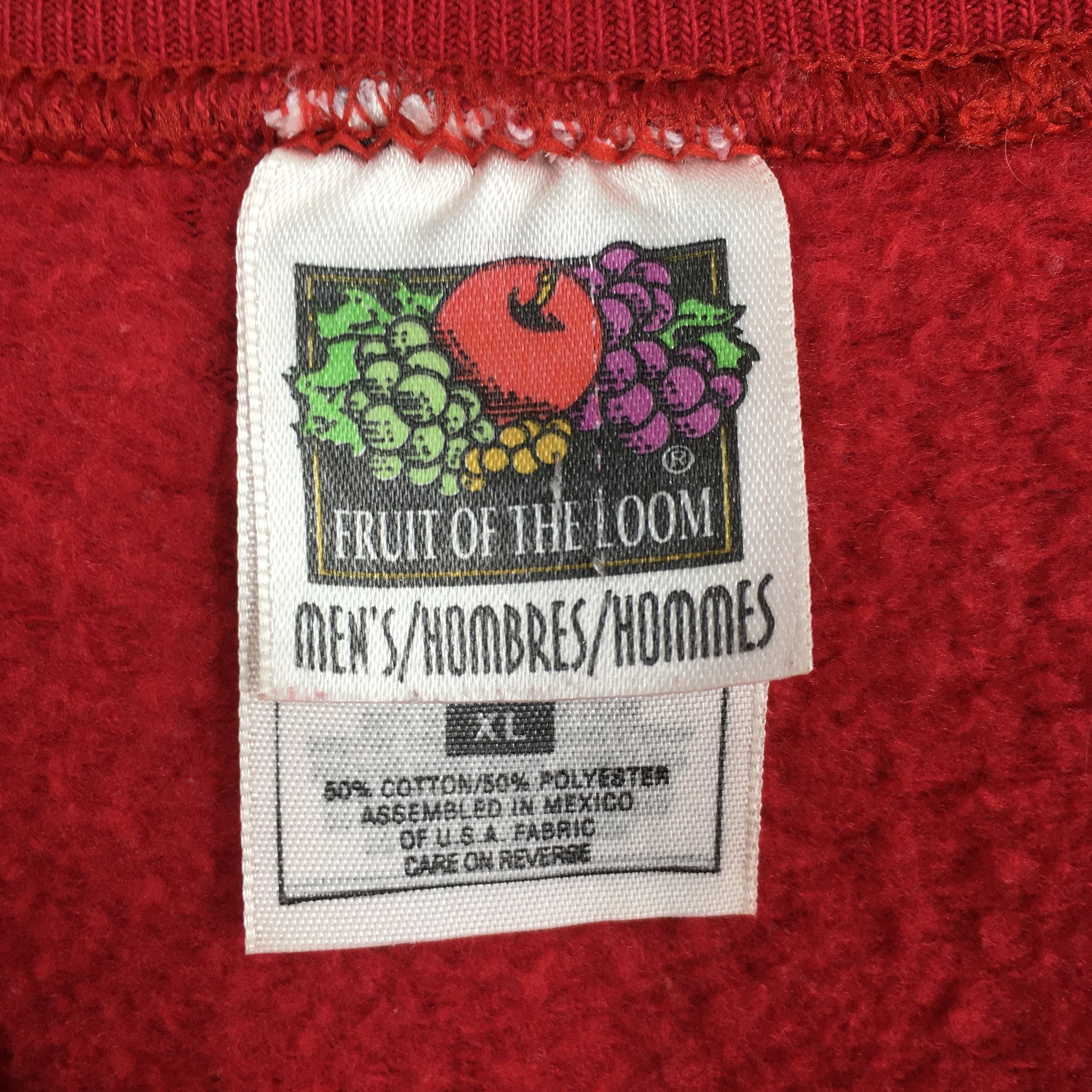 Fruit Of The Loom Vintage 90s Fruit Of The Loom Red Sweatshirt Jumper XLarge Size US XL / EU 56 / 4 - 5 Thumbnail