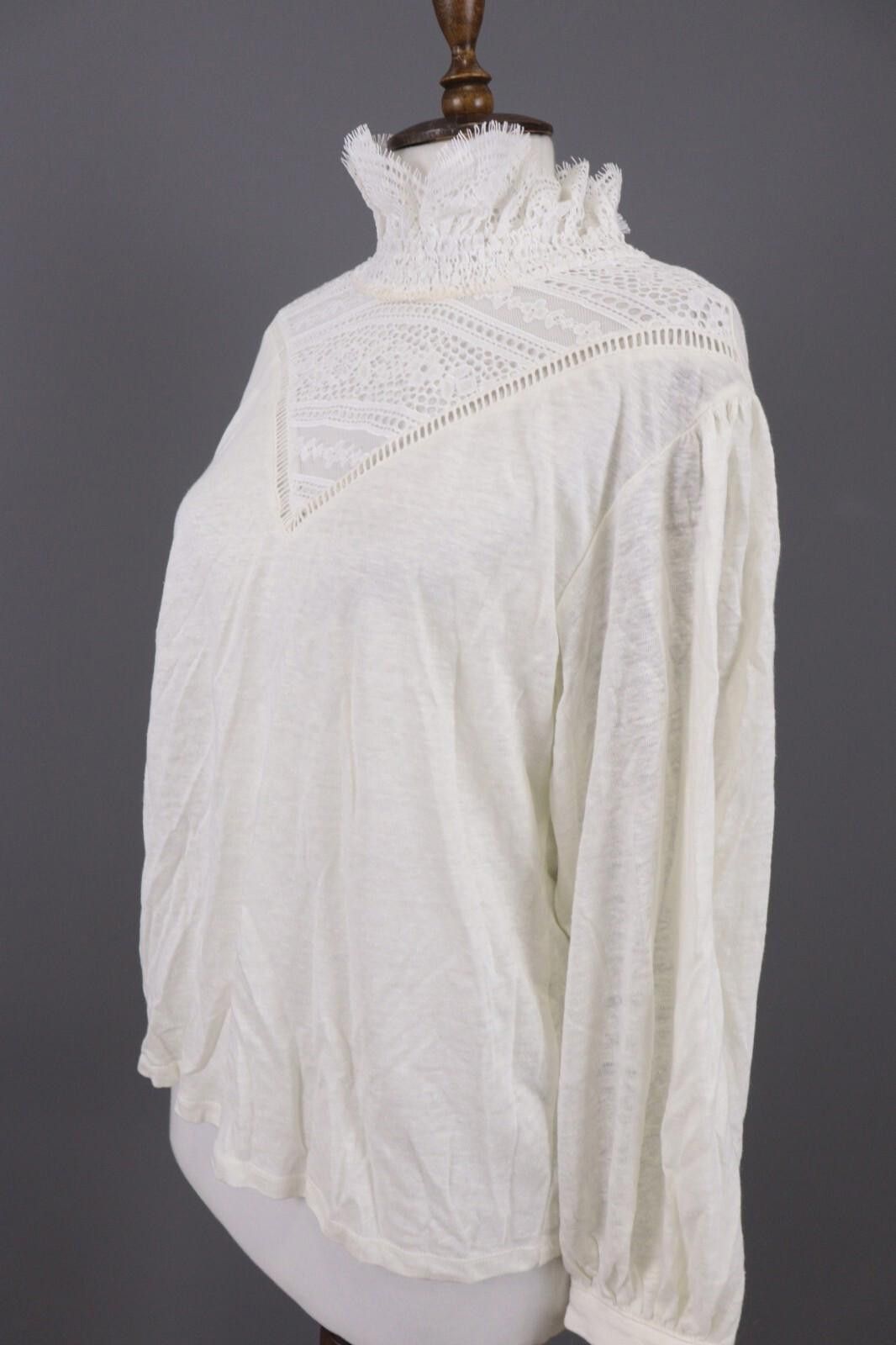 Designer Claudie Pierlot Teacher White Floral Blouse Shirt Size 3 Size M / US 6-8 / IT 42-44 - 7 Thumbnail