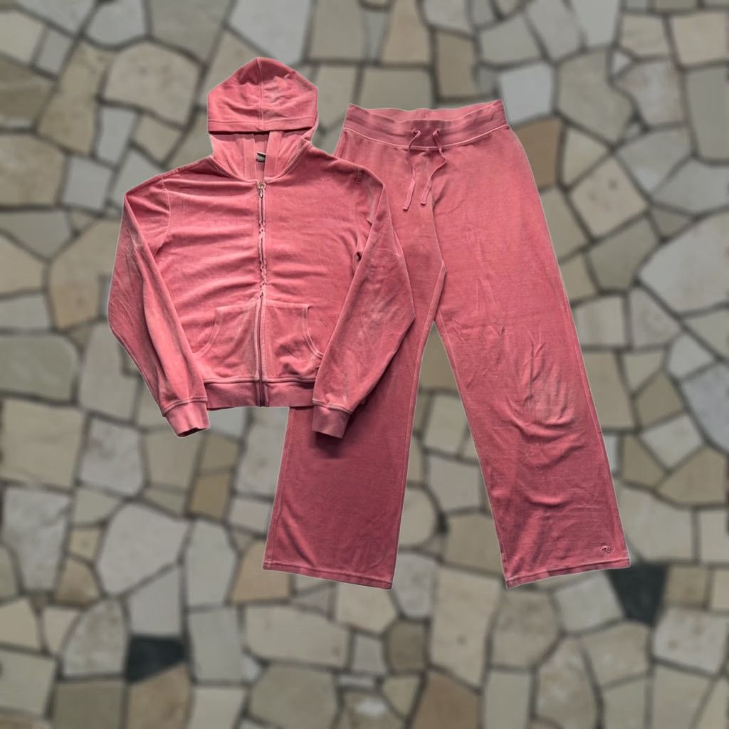 Athletic Works Athletic Works Pink Velour Hoodie & Wide-Leg Pants Set L Unisex Adults Size L / US 10 / IT 46 - 1 Thumbnail