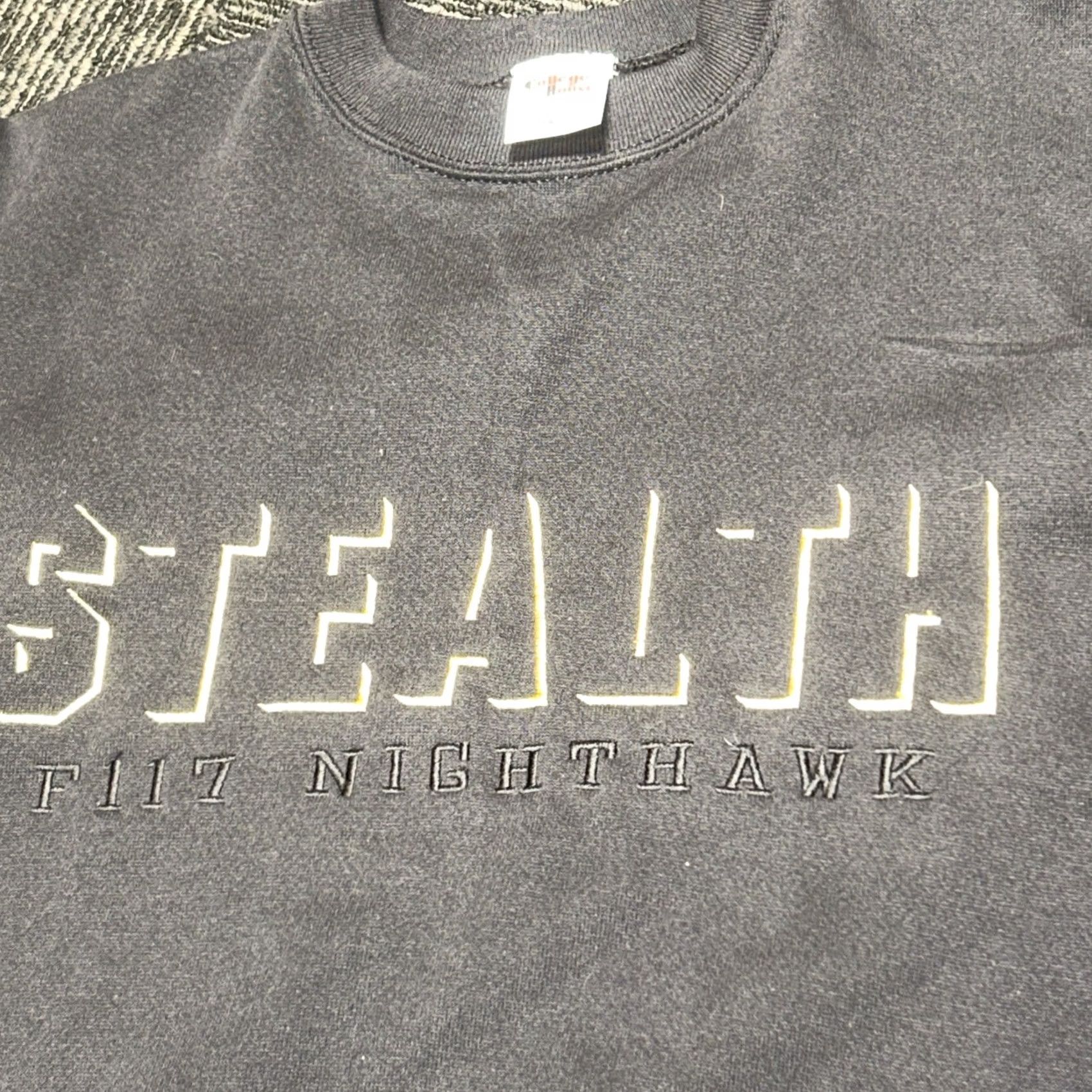 Vintage VINTAGE College House F-117 Nighthawk Stealth Fighter Jet Black Crewneck Sweatshirt XL Mens USA Made 90s Military Graphic Print Size US XL / EU 56 / 4 - 4 Thumbnail