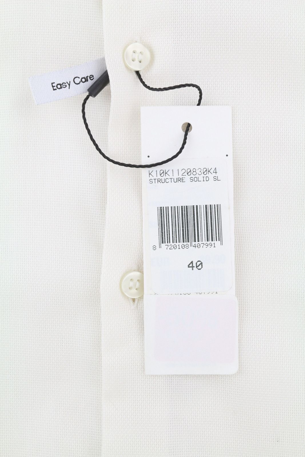 Calvin Klein STRUCTURE SLIM L Off White Cotton Button Shirt 84937 Size US L / EU 52-54 / 3 - 7 Thumbnail