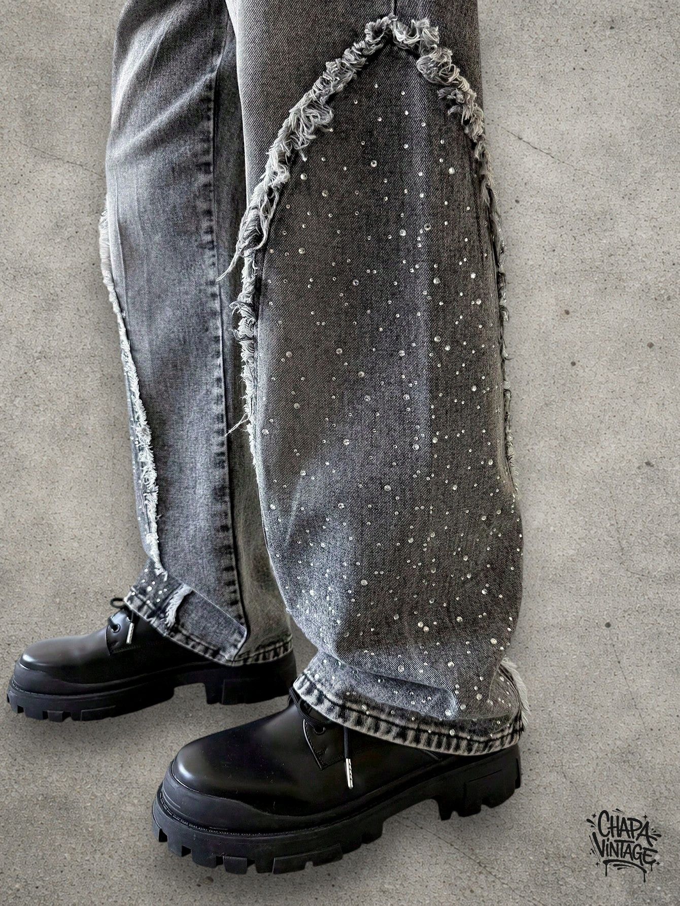 Japanese Brand Rhinestone washed jeans Size US 32 / EU 48 - 4 Thumbnail