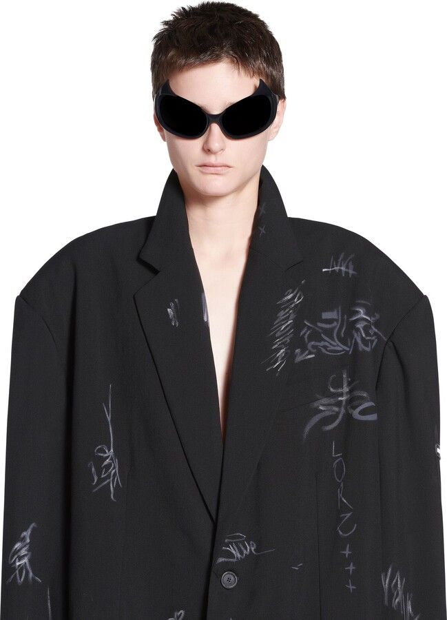 Balenciaga o1mt1gz0325 Graffiti Skater Tailored Jacket in Black Size US S / EU 44-46 / 1 - 6 Thumbnail