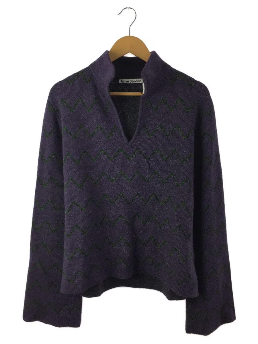 Pre-owned Acne Studios Zig Zag Pattern Wool Knit Sweater In Purple