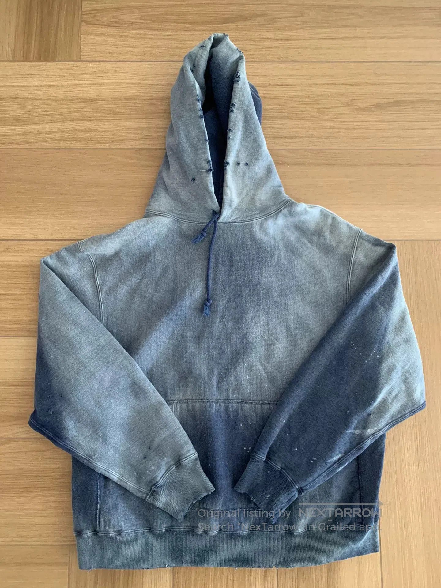 BALMUNG bow bow hard ageing hoodie with paint details. Size US XXL / EU 58 / 5 - 1 Thumbnail
