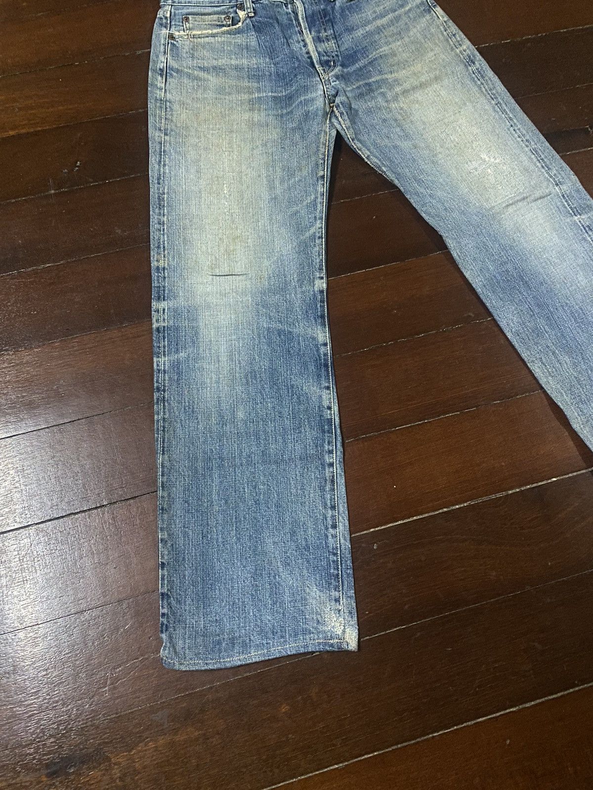 OMNIGOD Rare vintage Omnigod Distressed orenge Selvedge Jeans rework Size US 32 / EU 48 - 3 Thumbnail